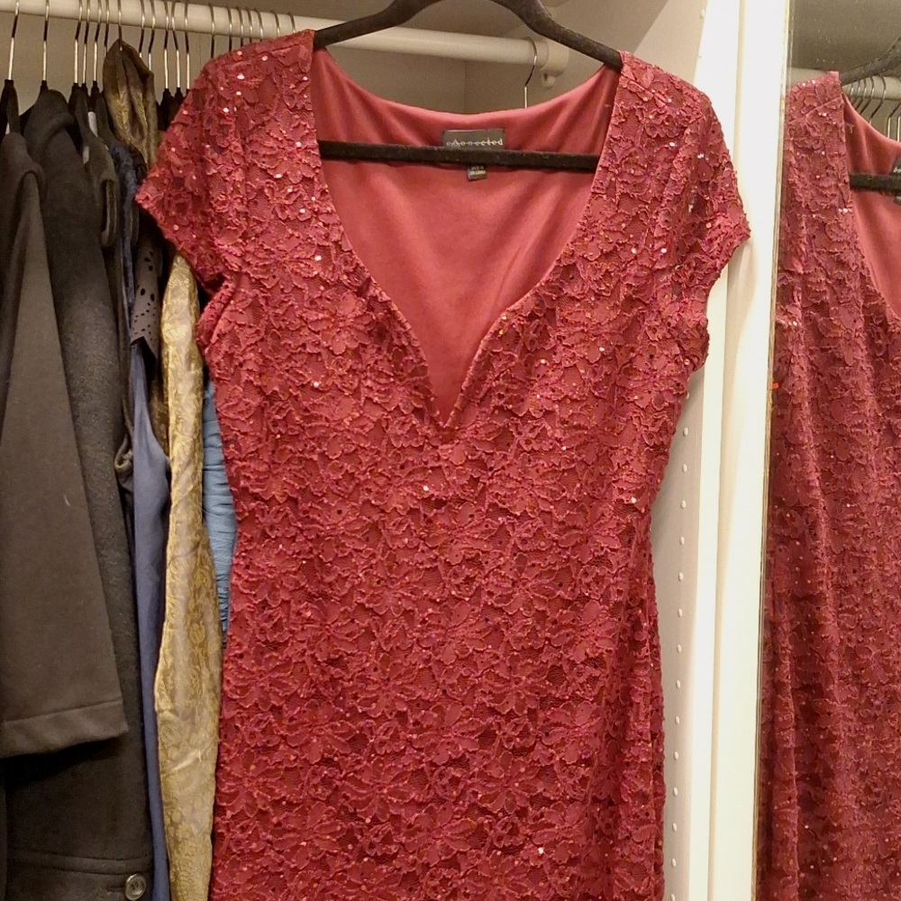 Burgundy sequin dress